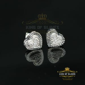 Mens and womens Hip Hop Iced Sterling Silver Screw Back heart stud Earrings