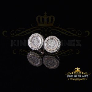 King of Bling&#39;s Elegant White 925 Silver Screw Back 0.69ct Cubic Zirconia Round Womens Earrings