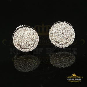 King of Bling's Aretes Para Hombre 925 White Silver Women's & Men Cubic Zirconia Round Earring