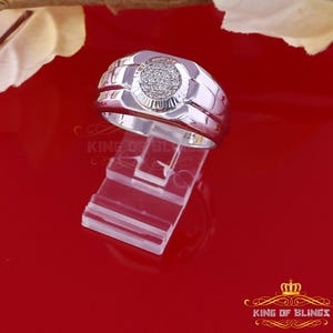 925 Sterling Silver White Metal with 0.25CT Real Diamond Wide Men's Ring SZ 11