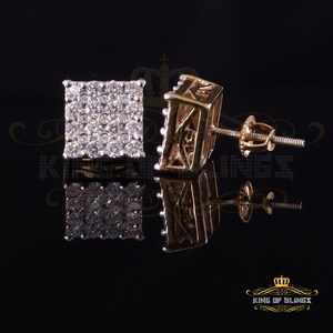 King Of Bling's Men's/Womens 925 Sterling Silver Yellow 1.00ct VVS 'D' Moissanite Stud Earrings