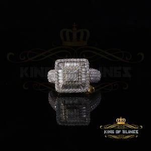 King Of Bling's 925 Yellow Sterling Silver 5.50ct VVS 'D' Moissanite Square Men's Rings Size 10