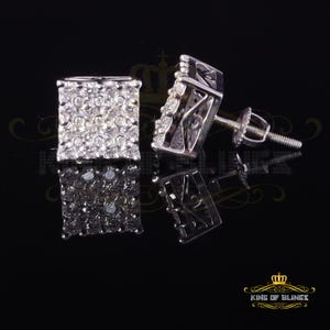 King Of Bling's Men's/Womens 925 Sterling Silver White 1.00ct VVS 'D' Moissanite Stud Earrings