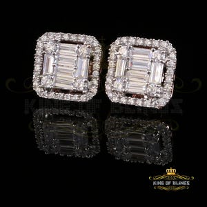 Mens Elegant Square rose Gold Sterling Silver Screw Back Hip Hop Stud earrings