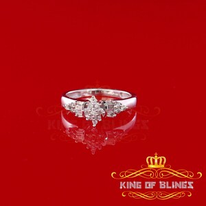 Real 10k White Gold with 0.25CT Real Diamond Ladies Diamond shape Ring Size 7