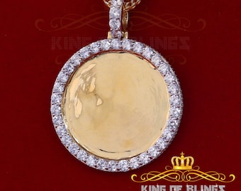 King Of Blings Beautiful Yellow 925 Sterling Silver Round Shape Pendant 12.00ctCubic Zirconia