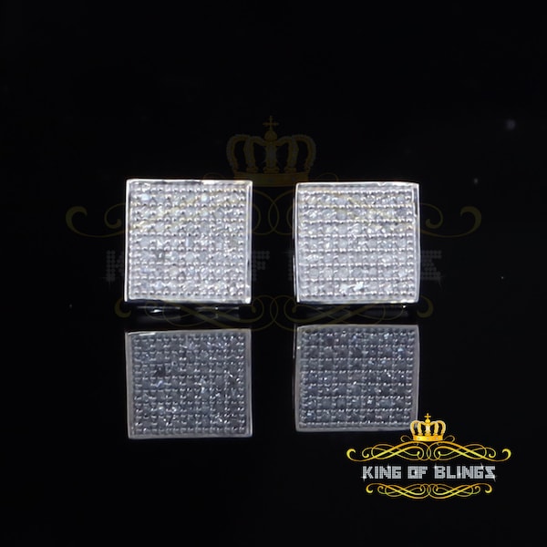 King Of Bling's 925 Sterling Silver Diamond White 0.25ct Princess Shape Stud Earring For Womens