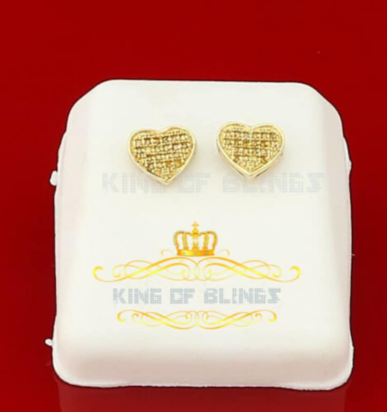 10K Yellow Gold Finish W Real Yellow Diamonds 0.10CT Silver Stud Earring Best Gift For The Season