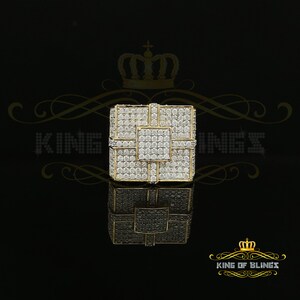 Silver Yellow 6.00ct Cubic Zirconia Square Adjustable Ring From Size 10 to 12