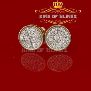 10k Yellow Gold Finish Sterling Silver Round Earrings with Lab Created Diamond