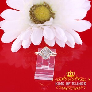 14K Real Yellow Gold with 0.25 CT Real Diamond Ladies Ring Size 8