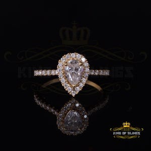 10K Yellow Gold 1.50CT &#39;VVS&#39; &#39;FL&#39; D clr Pear Cut Moissonite Womens Ring Size 7