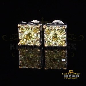 Men's Elegant Square White 925Sterling Silver Screw Back Hip Hop CZ Stud Earring
