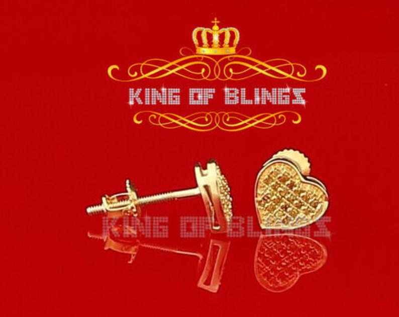 10K Yellow Gold Finish W Real Yellow Diamonds 0.10CT Silver Stud Earring Best Gift For The Season