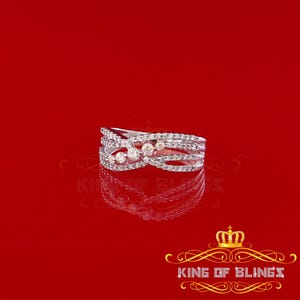 Real 14 kt White Gold with 0.50 CT Genuine Diamond CROWN Ladies Ring Size 7