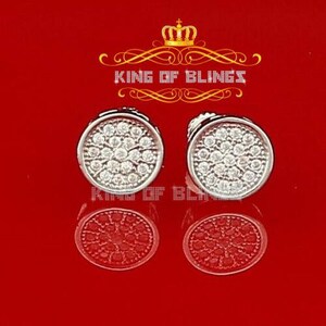 King of Bling's White 0.34ct Cubic Zirconia 925 Silver Women's & Men's Hip Hop Round Earrings