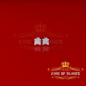 King of Bling's 0.74ct Cubic Zirconia Elegant White 925 Silver Square Men's & Women's Earrings