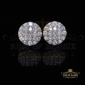 Aretes Para Hombre 925 white Silver Iced out CZ Round Screw Back Stud Earrings