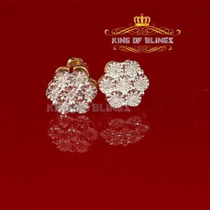 10K Real Yellow Gold with Real 0.20CT Diamond Round Men&#39;s/Women&#39;s Stud Earrings