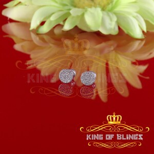 King Of Bling&#39;s 925 Sterling Silver White 0.20ct Diamond For Men&#39;s/Women&#39;s Stud Round Earrings