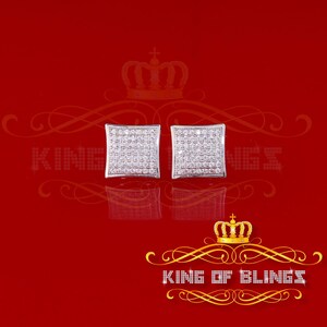 Mens Elegant Kite White 925 Sterling Silver Screw Back Hip Hop CZ Stud Earring