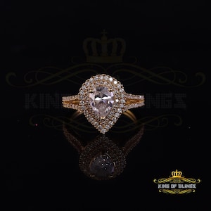 10K Yellow Gold 2.00CT &#39;VVS&#39; &#39;FL&#39; D clr Pear Cut Moissonite Womens Ring Size 7