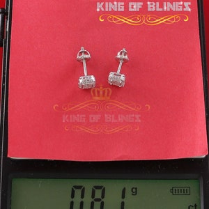 King Of Bling's 0.10ct Diamond 925 Sterling Silver White Square Earring For Men's / Women's image 8