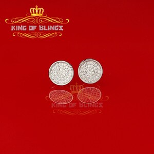 King of Bling's 0.78ct Cubic Zirconia 925 White Silver Women's & Men's Hip Hop Round Earrings
