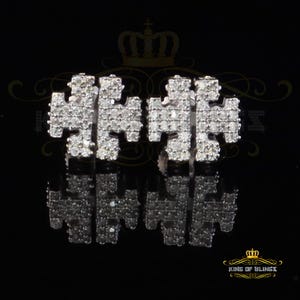 King Of Bling's Men's/Womens 925 Silver White 1.00ct VVS 'D' Moissanite Tory Burch Stud Earrings