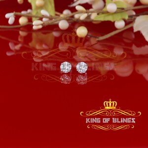 King of Bling&#39;s White 1.43ct Sterling Silver Cubic Zirconia Round Earrings For Men&#39;s & Women&#39;s