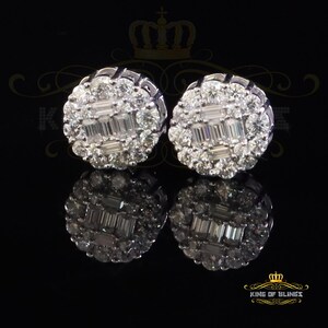 King Of Bling&#39;s Men&#39;s/Womens 925 Silver White 1.50ct VVS &#39;D&#39; Moissanite Round Stud Earrings