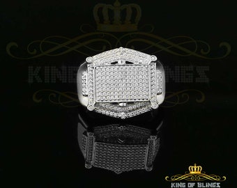 1.30ct Iced Out White Cubic Zirconia Fashion Luxury Big Ring For Men's Size 12