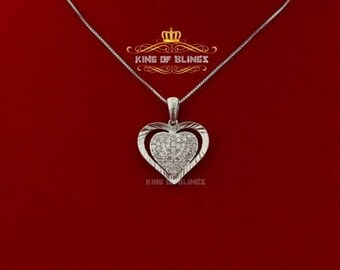 King Of Bling's Fancy Special 925 Sterling Silver Heart White Pendant with 0.49ct Cubic Zirconia