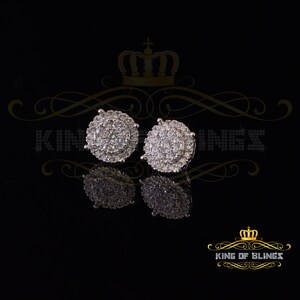 King of Bling&#39;s Aretes Para Hombre 925 White Silver 2.82ct Cubic Zirconia Round Women&#39;s Earrings