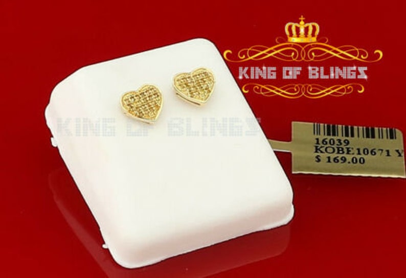 10K Yellow Gold Finish W Real Yellow Diamonds 0.10CT Silver Stud Earring Best Gift For The Season