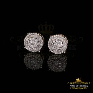 King of Bling's 925 White Silver Hip Hops 0.83ct Cubic Zirconia Women's & Men's Round Earrings