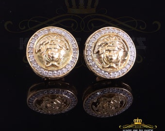 King Of Bling's 0.20ct Diamond 925 Sterling Yellow Silver for Men's & Womens Stud Medusa Earring