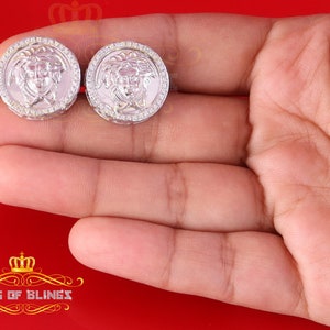 King Of Bling's Men's/Women's 925 Silver White 0.50 ct VVS 'D' Moissanite Medusa Stud Earrings image 4