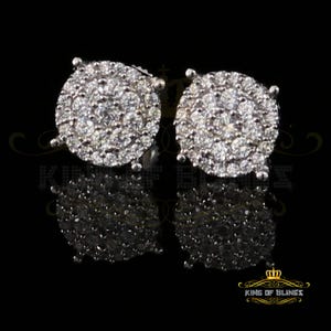 King of Bling's 925 White Sterling Silver 0.86ct Cubic Zirconia Round Women's Hip Hop Earrings