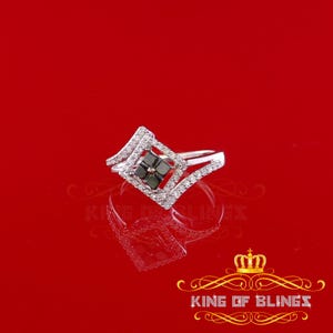 Real 10kt White Gold with 0.50CT Real Diamond FOUR SQUARE FASHION Ring Size 6.5