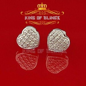 King Of Bling's Aretes Para 925 Sterling White Silver 0.12ct Diamond Women & Men Stud Earrings