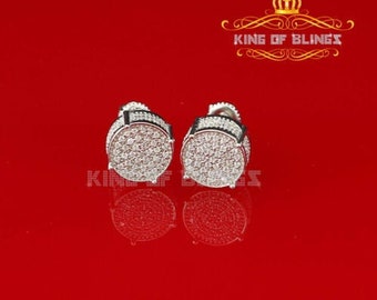 10k White Gold Finish Silver Stud Earring w/ Lab Created Diamond