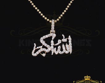 King Of Blings Yellow 925 &quot;Allah-hu-Akbar&quot; Shape Silver Pendant with 5.70ct Cubic Zirconia