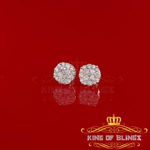 10K Real Yellow Gold with 1.25CT Real Diamond Men&#39;s/Women&#39;s Stud Round Earrings