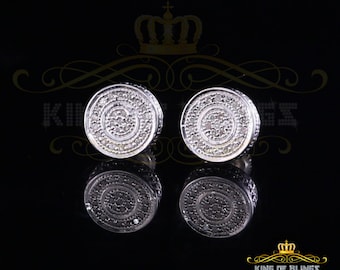 King Of Bling's 0.10ct Diamond 925 Sterling Silver White For Men's / Women's Round Style Earring