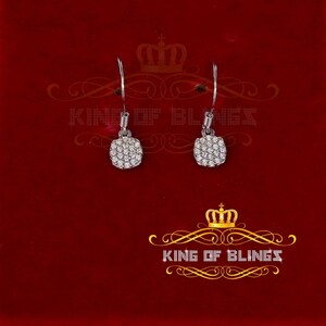 King of Bling's 0.38ct Sterling White Silver Round Dangling Hip Hop For Women's & Men's Earring