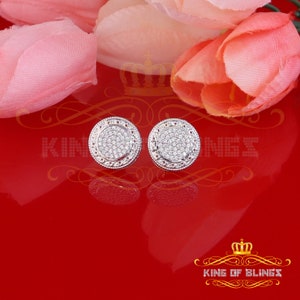 925 White Sterling Silver 0.78ct Cubic Zirconia Hip Hop Round Earring for Women
