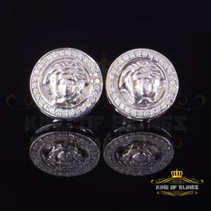 King Of Bling's 0.20ct Diamond 925 Sterling White Silver for Men's & Women's Stud Medusa Earring