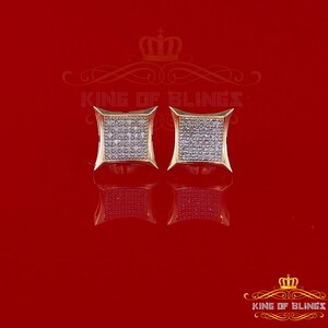 King Of Bling's 0.20ct Diamond 925 Sterling Silver Yellow Kite Earrings For Men's / Women's