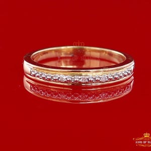 14K Real Yellow Gold with 0.03CT Real Diamond Ladies Ring Size 7